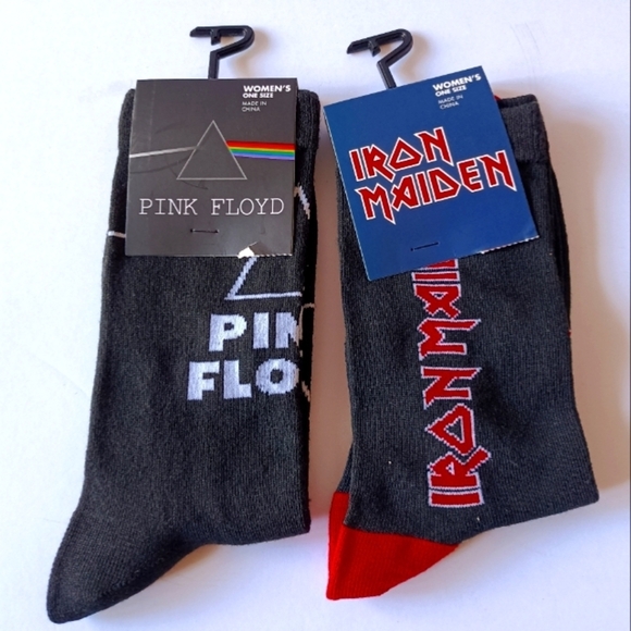80s Rock Band Socks Women's Size 6-9.5 Black Set Of 2 - Picture 1 of 7